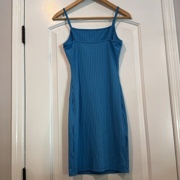 🔵 Blue Ribbed Spaghetti Strap Mini Dress - Picture 6 of 7